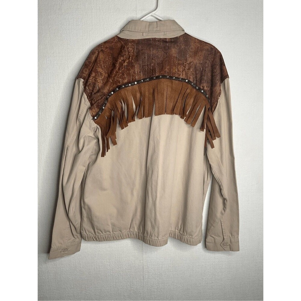 VTG Old Navy Women's Canvas South Western Fringe Zip Up Lightweight Jacket XL - Picture 6 of 8